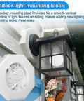 PVC Vertical Siding Lamp Mounting Kit With Built In Electrical Box For Exterior Lights Four Inch Diameter Octagon Mount Fits Half Inch Siding on outdoor wall