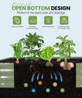 Open bottom design of 4-In-1 Adjustable Raised Garden Bed Kit With Galvanized Planter Boxes For Vegetables And Flowers showing root growth benefits.