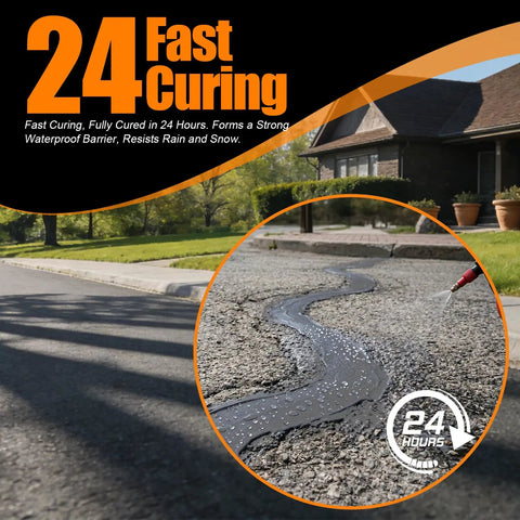 Self Leveling Concrete Crack Filler And Rapid Dry Cement Sealant For Driveways And Patios Goes On Smooth in action on pavement