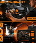 Mechanic using Dual Lens Endoscope Camera With Light 1080P HD Borescope 5 Inch IPS Screen 16.5Ft for machinery inspection