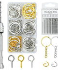 Top Shelf Steel Pin Vise Hand Drill Kit Boasting 670 Pcs Rad Craft Gear with drill bits and keychain loops in storage case.