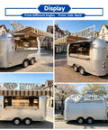 Direct From Yard Aluminum Commercial Food Truck With Dot Certified Mobile Catering Trailer showing different angles and awning.