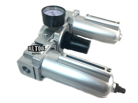 Front view of Three Quarter Inch Heavy Duty FRL Air Control Unit with Auto Drain and Lubricator, 140 CFM Flow, 250 PSI Max.