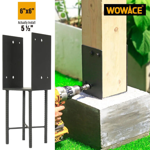 Heavy Duty Stainless Steel U Shape Post Holder For Concrete Use 6x6 Inch Actual 5.5x5.5 Inch securing wooden post