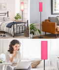 Pink Shade Floor Lamp For Living Room And Bedroom, Tall 65 Inch Standing Lamp With Black Iron Pole, Totally Sleek Minimalist Modern Decor, E26 Bulb Compatible For Home Office.