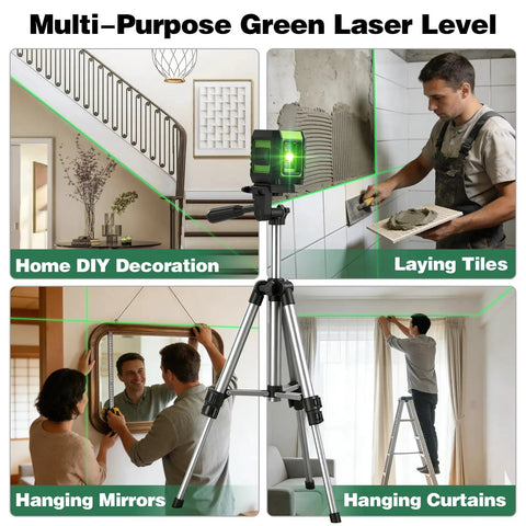 360 Self Leveling Laser Level With Green Cross Lines For Construction And Picture Hanging Vertical And Horizontal Plumb Lines Easy Setup Bright Two Line Green Laser Pro Grade Precision For Fast Accurate Leveling, green laser on tripod
