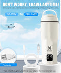 Travel Kettle 316 Stainless Steel Portable Water Boiler 450ml with 6 Temperature Settings, LCD display visible, power cord shown