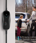 Level 1 J1772 EV Charger With WiFi Control 120V 15 Amp NEMA 5 15 Plug 16 Foot Extension Cord charging EV with family