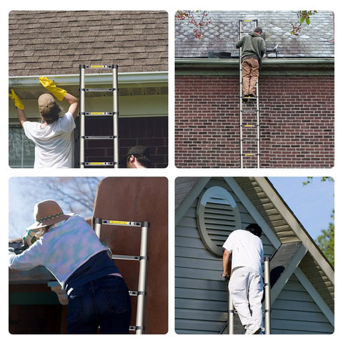 10.5 Ft Aluminum Telescoping Ladder For Home And Job Site, A Beefy Multi Purpose Extension Ladder With Heavy Duty Build, Anti Slip Feet, Compact Fold, Quick Lock, 330 Lb Capacity used for various home tasks