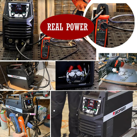 Six In One MIG MAG Pulse TIG MMA Plasma Cutter Welder With Gas Or Gasless Operation 200 Amp Max used in workshop