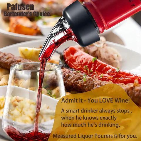 3 Pack Measured Pour Spouts For Alcohol, Shot Pourers For Cocktails And Liquor, Dispenser Bar Bartending Tool, Precise 1.5 Oz 45 Ml Pour, Perfect For Home Bar Or Pro Grade Commercial Use, pouring red wine into a glass