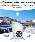Outdoor Wired Security Camera System Kit With 4 Pan Tilt CCTV Cameras And 4 Channel 5MP Lite AHD TVI DVR 500GB HDD in snowy yard