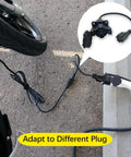 J1772 To Nema 5-20 Ev Charging Adapter With Compact Cable For Ebikes Electric Scooters And Unicycles portable wall plug connecting to an electric scooter.