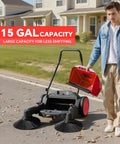 Heavy Duty 43 Inch Walk Behind Floor Sweeper Machine Great For Warehouses Driveways And Commercial Spaces with 15-gallon hopper
