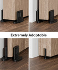 Super Slick 2 Pack Sliding Barn Door Floor Guide With Heavy Duty Aluminum Track Rollers shown from multiple angles, black finish.