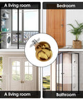 Round Recessed Door Lock Set With Privacy Knob And Hidden Cup Handle Stainless Steel Keyless Recessed Door Pull Latch Knob Vintage Style Bedroom Privacy Knobs For Pocket Doors In Golden Finish shown with various room settings