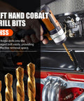 Damaged Screw Extractor Set With Left Hand Drill Bits used to remove broken bolt in automotive repair close-up