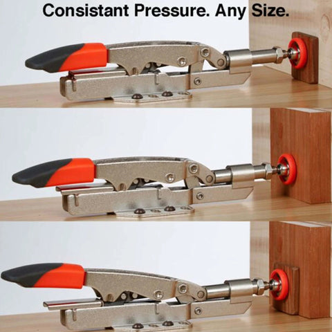Auto-Adjust Toggle Clamp For Inline Workbench With Horizontal Base Plate, 450 Lb Hold Capacity, Quick Setup And Solid Hold