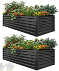 Large Raised Garden Bed Kit 8x4x2ft With Galvanized Metal Planter Box Includes Gloves Ground Nails Support Rods And Safety Rubber