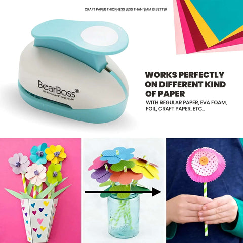 Five Circle Paper Punch Set For Scrapbooking And Card Making Ergonomic Spring Action Puncher display and usage examples