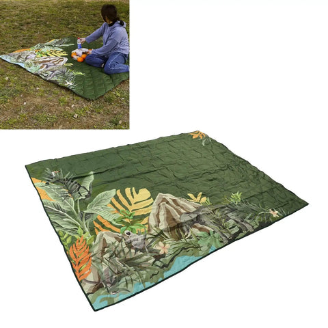 Picnic Blanket With Dot Print Thick Foldable Beach Mat For Indoor Outdoor Adventures in jungle design, on grass