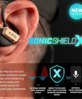 Person wearing Desert Tan Shooting Ear Protection Bluetooth Earbuds With Hearing Enhancement And Noise Isolation, GS Extreme 3.0.