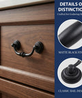Antique Black Drawer Pulls 6 Pack Vintage Dresser Handles With Drop Bail Pulls 3.5 Inch Hole Center Zinc Alloy shown on cabinet