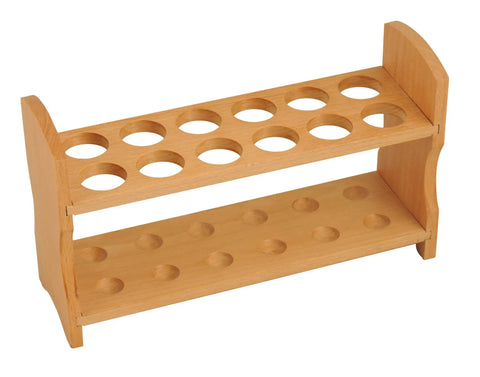 Beech Wood Test Tube Rack For Science Class Holds 12 Tubes Up To 28mm Diameter, 10.25 Inch Wide With Premium Polished Finish