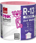 Pro Grade R13 Kraft Fiberglass Roll Insulation Real Deal For 2x4 Walls, 15"x32", pink faced, for heat retention and noise absorption.