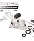 Angle Grinder Dust Collection And Extraction Attachment Pro Grade With Dust Shroud For Four And A Half Inch To Five Inch Grinders Dt1706 Quick Depth Adjustments Toolless Install Reduces Mess And Improves Safety For Safer Air And Cleaner Work Area product box with components