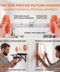 Essential Dead On Picture Hanging Level And Frame Alignment Ruler For No Sweat Wall Decor Setup With Bright Orange Precision Bubble Guide For Reliable Art Placement held for precise installation.