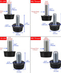 1/4-20 UNC Adjustable Furniture Levelers Set Of 20 Screw In Leveling Feet Galvanized Steel Glides Sizes Diagram