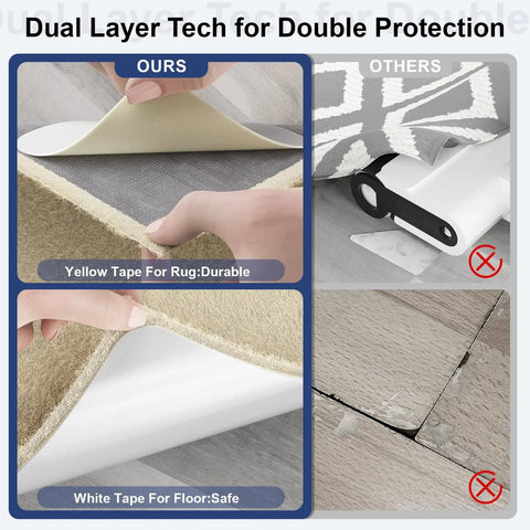 12 Pack Rug Tape Gripper For Hardwood Floors Double Sided Reusable Under Rug Tape Sticks Non Slip Rug Pads demonstrated.