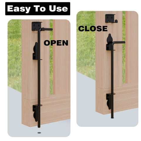 Tough 24 Inch Cane Bolt Gate Drop Rod Solid Steel Ground Anchor Rust Resistant Outdoor Yard Lock Down Bar Reinforced Shaft Stops Fence Gates From Wiggling All Season Long