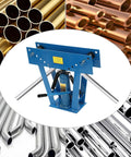 16 Ton Hydraulic Pipe Bender Pro Grade With 8 Dies One Half Inch To Three Inch Manual Tube Bending Machine surrounded by metal pipes