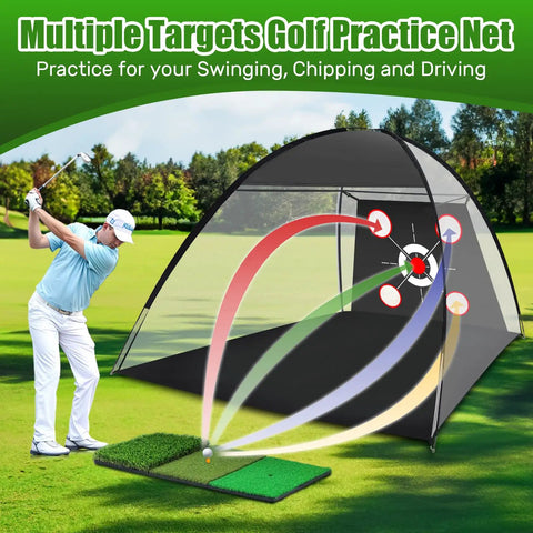 10x7Ft Golf Net With Practice Mat For Backyard Driving Chipping And Swing Practice All In One Hitting Aid Net