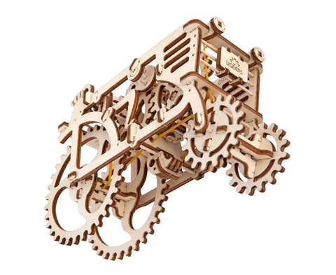3D Wooden Puzzle Mechanical Tractor Kit With Self Propelled Action Built From Plywood For Grownups And Teens A Hands On Engineering Model That Moves And Makes A Great Gift For Builders And Tinkerers, plywood gear tractor close-up