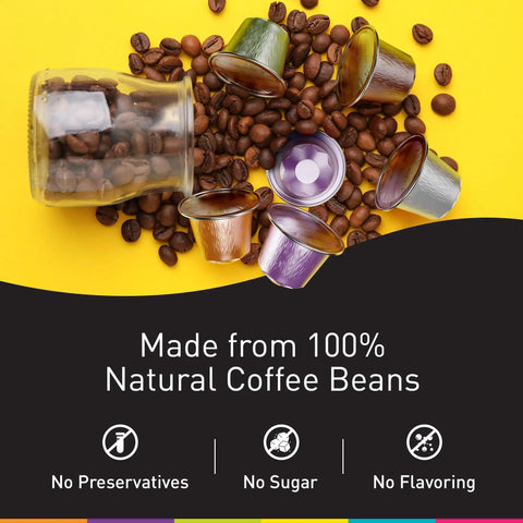 Original Machine Compatible Espresso Pods Grab N Go Variety Pack In Aluminum Capsules with coffee beans