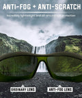 Built Tough Kickass IR3 Welding Safety Glasses With Anti Fog And Anti Scratch Wrap Around Lenses UV Shield close-up view.
