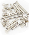 Straight Up Badass 160 Piece Chicago Screw Assortment Nickel Plated M5 Extension Binders with varying lengths and metal finish.
