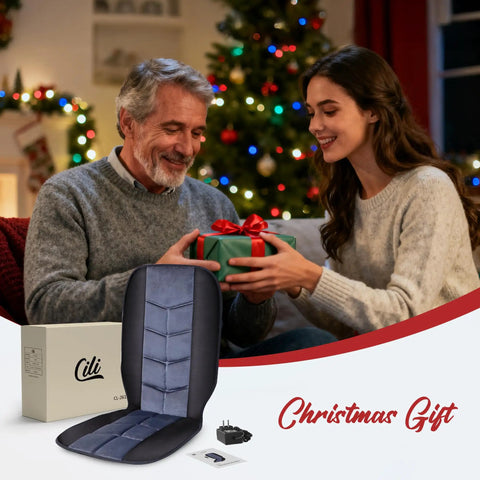 Back Massager Chair Pad With Heat, 10 Vibrating Motors for Office Chair and Home Use in holiday gift setting