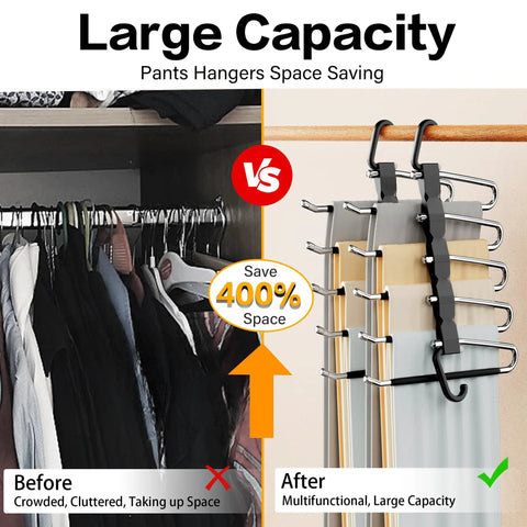Multi Tier Pants Hangers Hella Space Savin Zero Clutter Closet Game Changer Anti Slip Stainless Steel Wardrobe Setup For Jeans Leggings Skirts And Scarves Black