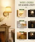 Hassle Free Battery Operated Wall Sconces Set Of Two Matte Gold Rechargeable Cordless Indoor And Outdoor Lighting Fixtures For Modern Home Decor Super Easy Install Warm Glow Lamp Pair showcasing vintage design and installation benefits.
