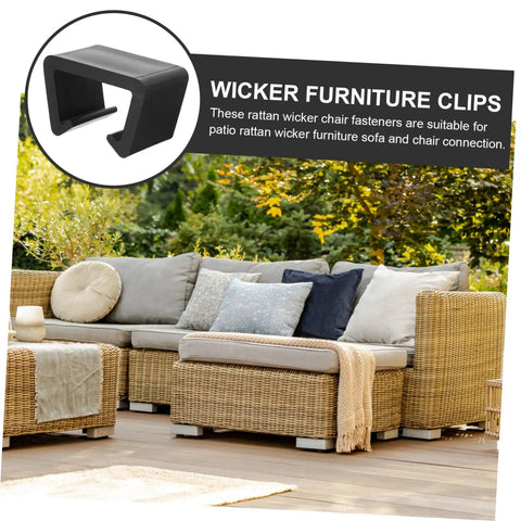 12 Pack Patio Furniture Clips and Sofa Fasteners with outdoor rattan and wicker sectional couches, easy install, no tools needed