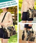 Desert Dust Insulated Cooler Tote Lunch Bag with detachable strap shown in various outdoor and indoor settings.