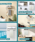 16 Inch Wall Mounted Towel Rack With Tower Bars In Brushed Nickel, SUS 304 Stainless Steel Bathroom Shelf in various settings.