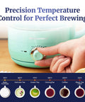 Super Fast Boil Electric Glass Kettle 1.2L 1200W With Adjustable Temperature Control dial in mint finish.