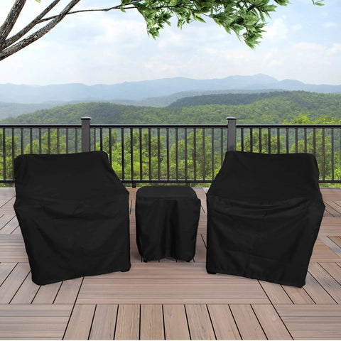 All Weather Outdoor Furniture Cover Set For 3 Piece Patio Bistro With Two Chair Covers And One Coffee Table Cover Waterproof Black