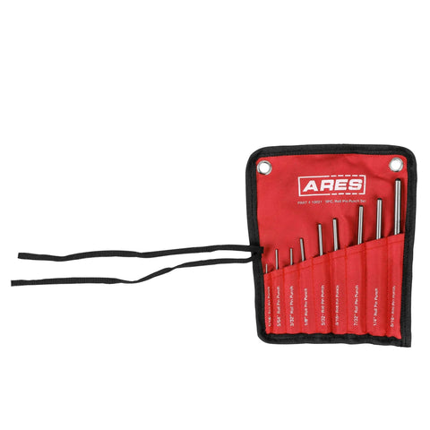 Nine Piece Roll Pin Punch Set Pro Grade With Durable Heat Treated Drop Forged Steel Pins And Nylon Pouch For Automotive Repair