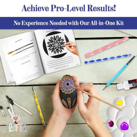 Beginner Mandala Painting Kit With 46 Pieces, Acrylic Paints, Reusable Stencils And Dotting Tools, Dope Rock Art DIY Craft Project